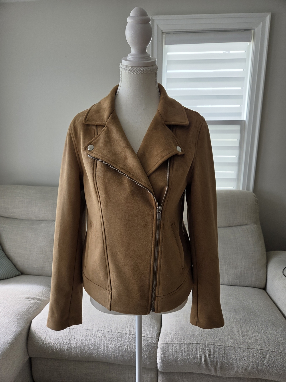 Women’s Tan Suede Moto Jacket